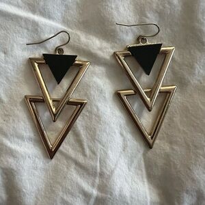 Geometric Gold and Black Earrings